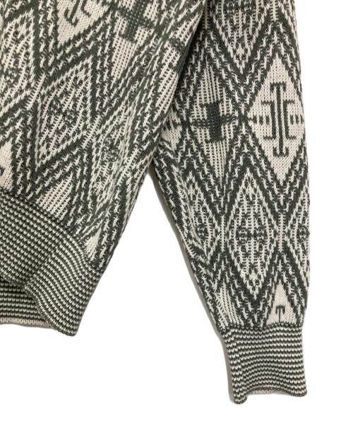 Christian Dior MONSIEUR（クリスチャンディオールムッシュ）Christian Dior MONSIEUR (クリスチャンディオールムッシュ) 総柄Vネックニット グレー×ホワイト サイズ:Ｌの古着・服飾アイテム