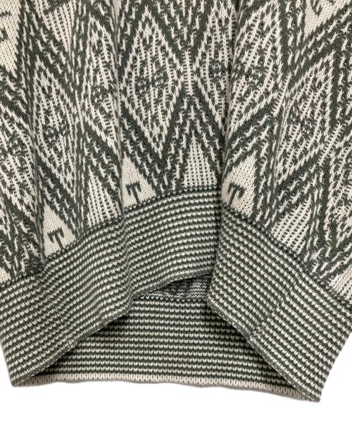 Christian Dior MONSIEUR（クリスチャンディオールムッシュ）Christian Dior MONSIEUR (クリスチャンディオールムッシュ) 総柄Vネックニット グレー×ホワイト サイズ:Ｌの古着・服飾アイテム