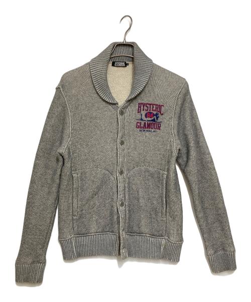 Hysteric Glamour（ヒステリックグラマー）Hysteric Glamour (ヒステリックグラマー) ワンポイント ガール ロゴ ショールカラー スウェット カーディガン グレー サイズ:Lの古着・服飾アイテム