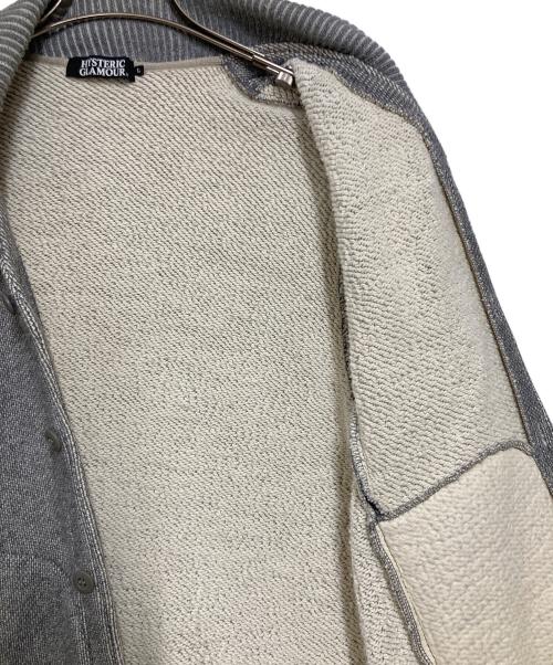Hysteric Glamour（ヒステリックグラマー）Hysteric Glamour (ヒステリックグラマー) ワンポイント ガール ロゴ ショールカラー スウェット カーディガン グレー サイズ:Lの古着・服飾アイテム