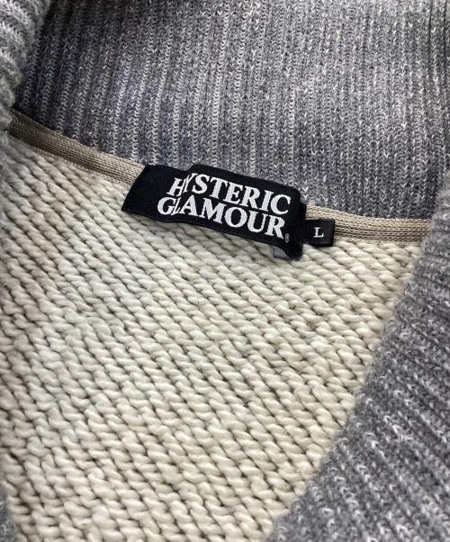 Hysteric Glamour（ヒステリックグラマー）Hysteric Glamour (ヒステリックグラマー) ワンポイント ガール ロゴ ショールカラー スウェット カーディガン グレー サイズ:Lの古着・服飾アイテム