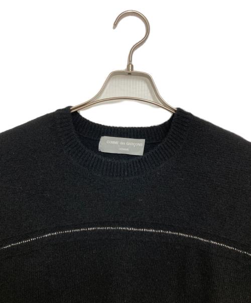 COMME des GARCONS HOMME（コムデギャルソン オム）COMME des GARCONS HOMME (コムデギャルソン オム) ウールラインニット ブラック サイズ:freeの古着・服飾アイテム