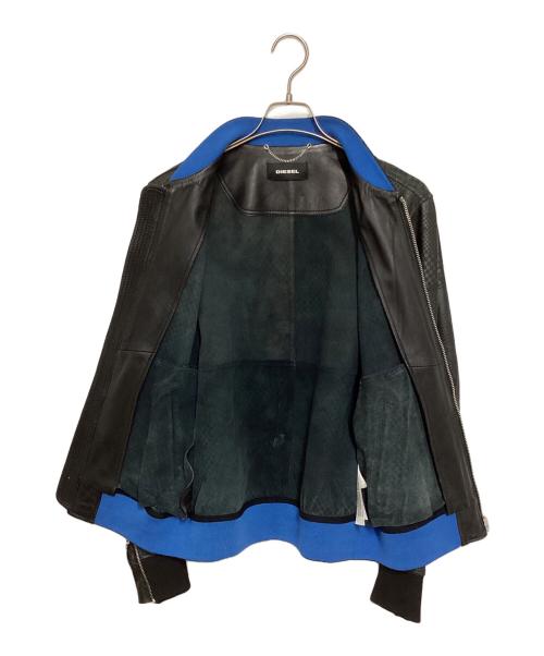 DIESEL（ディーゼル）DIESEL (ディーゼル) シープスキン レザーボンバージャケット ブラック サイズ:Mの古着・服飾アイテム