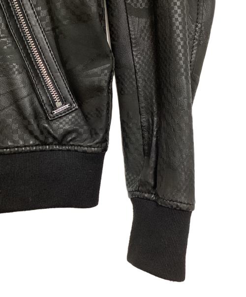 DIESEL（ディーゼル）DIESEL (ディーゼル) シープスキン レザーボンバージャケット ブラック サイズ:Mの古着・服飾アイテム