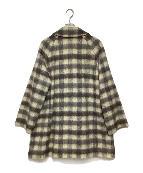 Aquascutum（アクアスキュータム）Aquascutum (アクアスキュータム) ウールシャギーチェックコート グレー×ホワイト サイズ:9Fの古着・服飾アイテム
