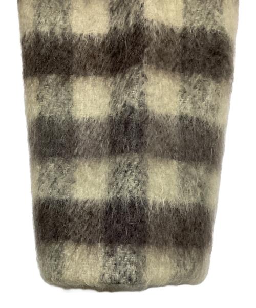 Aquascutum（アクアスキュータム）Aquascutum (アクアスキュータム) ウールシャギーチェックコート グレー×ホワイト サイズ:9Fの古着・服飾アイテム