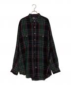 POLO RALPH LAURENポロ・ラルフローレン）の古着「レーヨン＆ウールチェックシャツ」｜グリーン×レッド