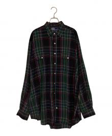POLO RALPH LAUREN（ポロ・ラルフローレン）の古着「レーヨン＆ウールチェックシャツ」｜グリーン×レッド
