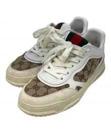 GUCCI（グッチ）の古着「ローカットスニーカー/オリジナルGGキャンバス リウェブ」｜ブラウン×ベージュ