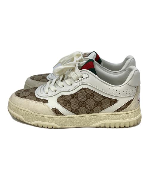 GUCCI（グッチ）GUCCI (グッチ) ローカットスニーカー/オリジナルGGキャンバス リウェブ ブラウン×ベージュ サイズ:6 1/2の古着・服飾アイテム