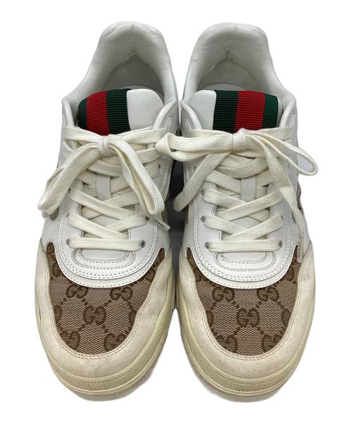 GUCCI（グッチ）GUCCI (グッチ) ローカットスニーカー/オリジナルGGキャンバス リウェブ ブラウン×ベージュ サイズ:6 1/2の古着・服飾アイテム