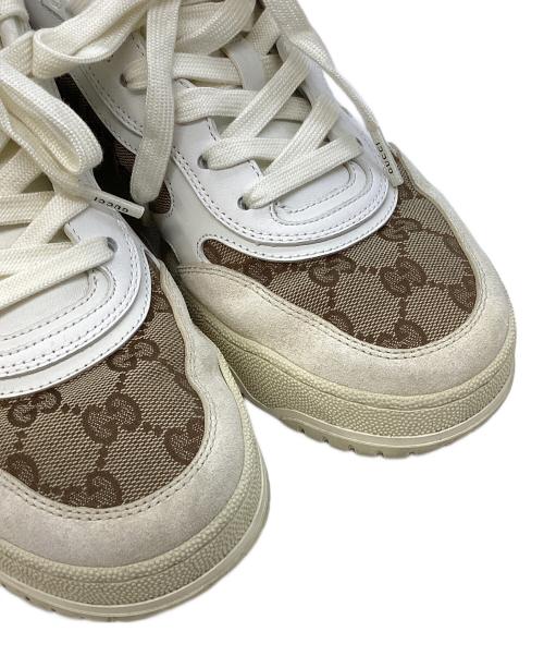 GUCCI（グッチ）GUCCI (グッチ) ローカットスニーカー/オリジナルGGキャンバス リウェブ ブラウン×ベージュ サイズ:6 1/2の古着・服飾アイテム