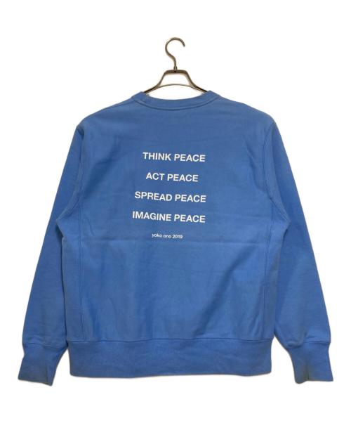 Champion REVERSE WEAVE（チャンピオン リバース ウィーブ）Champion REVERSE WEAVE (チャンピオン リバース ウィーブ) Yoko Ono PEACE is POWER スウェット ブルー サイズ:Ｌの古着・服飾アイテム