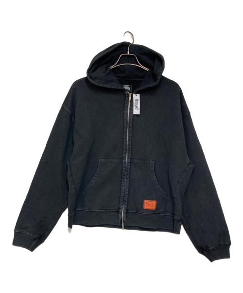 EMPORIUM（エンポリウム）EMPORIUM (エンポリウム) LABEL POCKET ZIP HOOD FADED BLACK サイズ:Lの古着・服飾アイテム