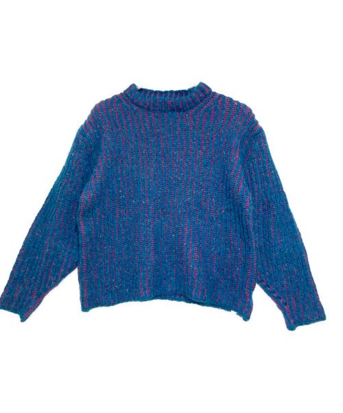 MAISON SPECIAL（メゾンスペシャル）MAISON SPECIAL (メゾンスペシャル) カラーネップニットトップ ブルー×ピンク サイズ:Freeの古着・服飾アイテム