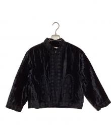 crinkle crinkle crinkle（クリンクル クリンクル クリンクル）の古着「エンブロイダリーベルベットジャケット」｜ブラック