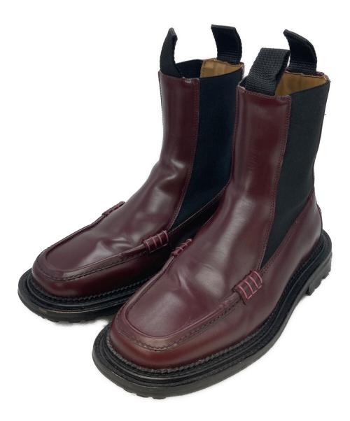 TOGA PULLA（トーガ プルラ）TOGA PULLA (トーガ プルラ) Stud-Embellished Leather Ankle Boot ワインレッド サイズ:39の古着・服飾アイテム