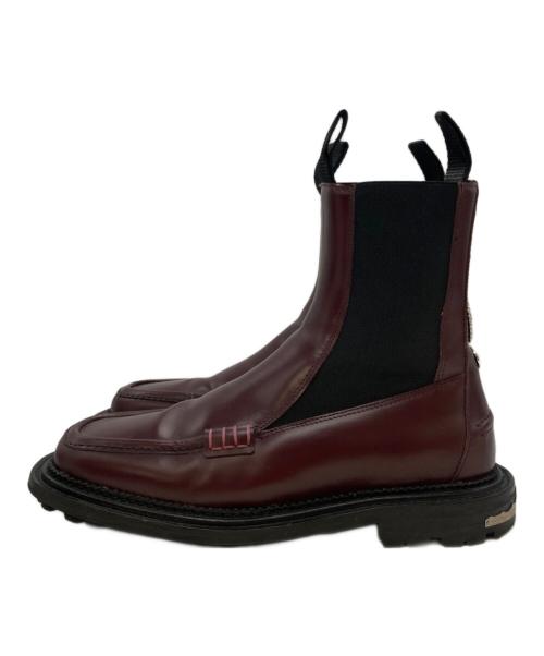 TOGA PULLA（トーガ プルラ）TOGA PULLA (トーガ プルラ) Stud-Embellished Leather Ankle Boot ワインレッド サイズ:39の古着・服飾アイテム