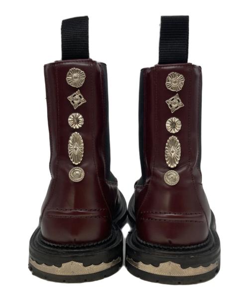 TOGA PULLA（トーガ プルラ）TOGA PULLA (トーガ プルラ) Stud-Embellished Leather Ankle Boot ワインレッド サイズ:39の古着・服飾アイテム