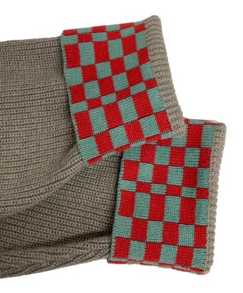 stussy（ステューシー）stussy (ステューシー) リブチェッカーニット ベージュ サイズ:Ｓの古着・服飾アイテム