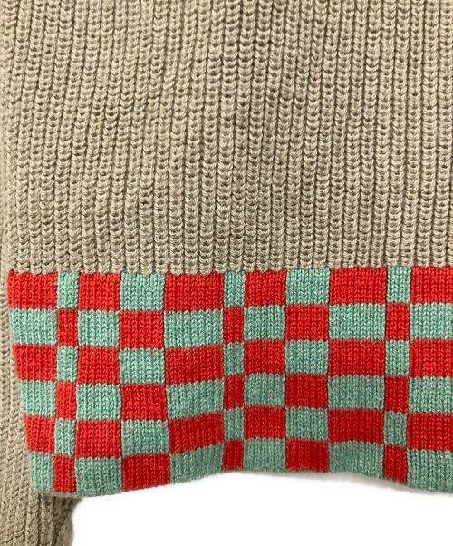 stussy（ステューシー）stussy (ステューシー) リブチェッカーニット ベージュ サイズ:Ｓの古着・服飾アイテム