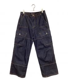 VACANT Archive（ベイカントアーカイブ）の古着「ウェインミリタリーカーゴデニムパンツ」｜インディゴ