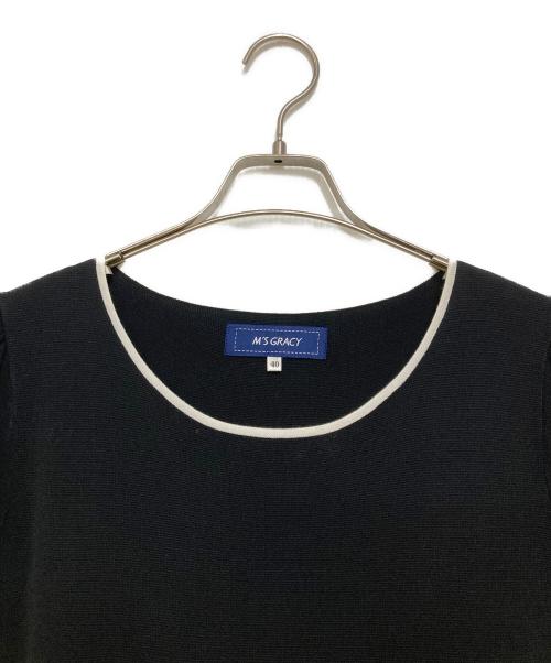 M'S GRACY（エムズグレイシー）M'S GRACY (エムズグレイシー) 配色リボンニットドレス ブラック サイズ:40の古着・服飾アイテム