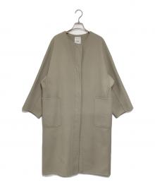 ebure（エブール）の古着「スーパー120S ダブルビーバー ノーカラーロングコート」｜ベージュ