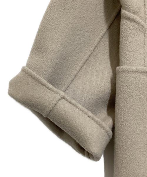 ebure（エブール）EBURE (エブール) スーパー120S ダブルビーバー ノーカラーロングコート ベージュ サイズ:38の古着・服飾アイテム