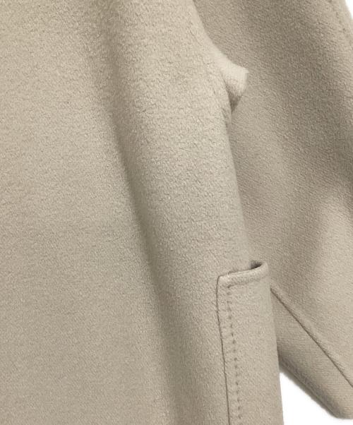 ebure（エブール）EBURE (エブール) スーパー120S ダブルビーバー ノーカラーロングコート ベージュ サイズ:38の古着・服飾アイテム