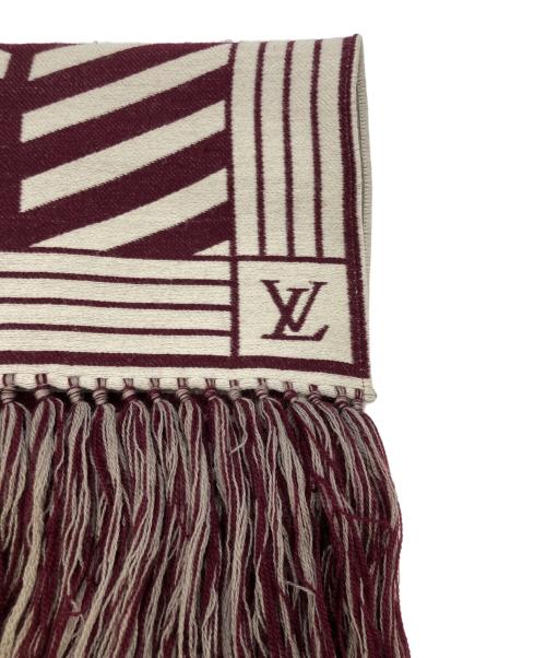 LOUIS VUITTON（ルイ ヴィトン）LOUIS VUITTON (ルイ ヴィトン) カラコラムウールシルクマフラー レッド×ホワイトの古着・服飾アイテム
