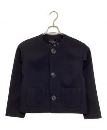 tricot COMME des GARCONS（トリココムデギャルソン）の古着「デカボタン裏ドットノーカラージャケット」｜ネイビー