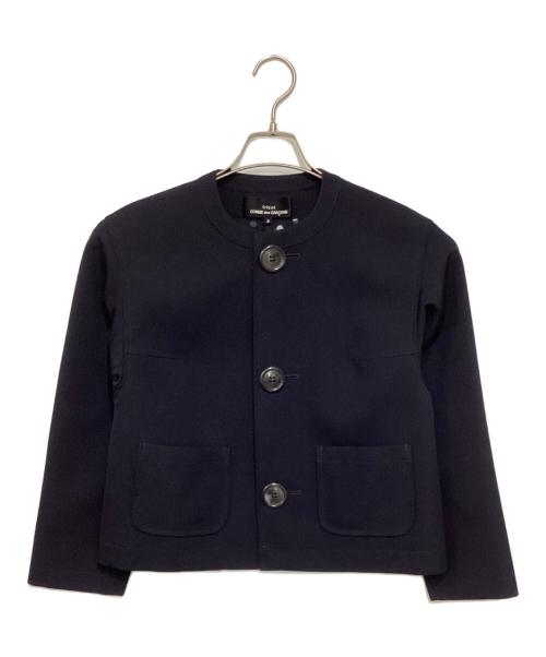 tricot COMME des GARCONS（トリココムデギャルソン）tricot COMME des GARCONS (トリココムデギャルソン) デカボタン裏ドットノーカラージャケット ネイビー サイズ:Sの古着・服飾アイテム