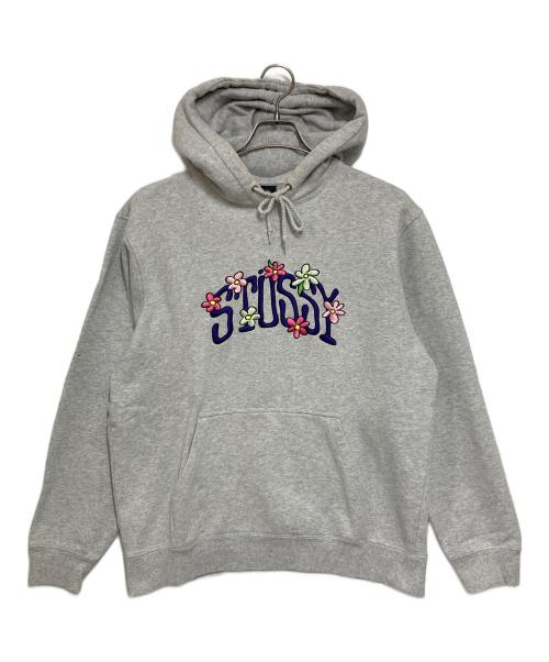 stussy（ステューシー）stussy (ステューシー) COLLEGIATE FLORAL HOODIE グレー サイズ:Mの古着・服飾アイテム