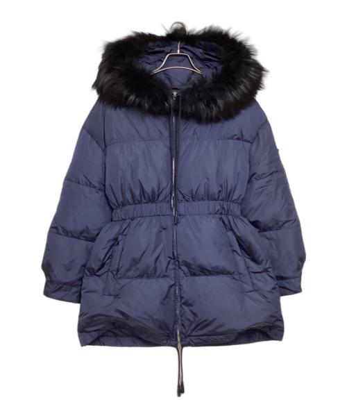 PRADA（プラダ）PRADA (プラダ) フォックスファー 三角ロゴ ダウンジャケット ネイビー サイズ:40の古着・服飾アイテム