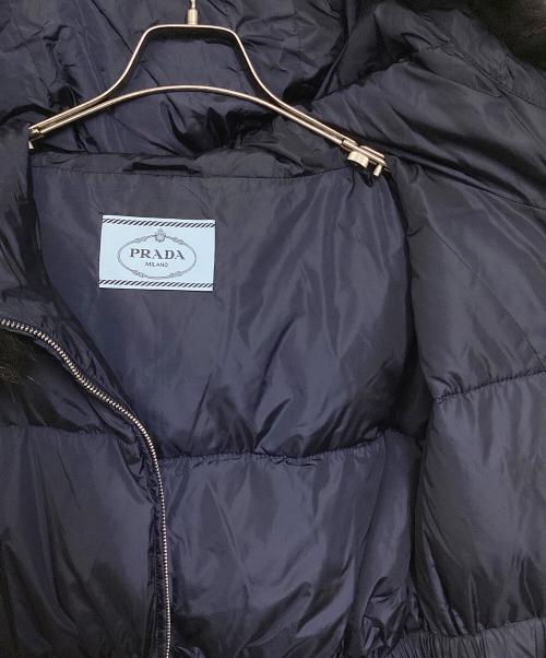 PRADA（プラダ）PRADA (プラダ) フォックスファー 三角ロゴ ダウンジャケット ネイビー サイズ:40の古着・服飾アイテム