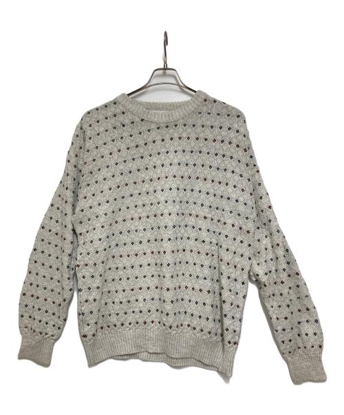 ST JOHN'S BAY（セントジョンズベイ）ST JOHN'S BAY (セントジョンズベイ) コットンブレンドレトロニット ライトグレー サイズ:Lの古着・服飾アイテム