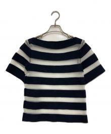 BALENCIAGA（バレンシアガ）の古着「カシミヤ混ボーダーニット」｜ホワイト×ブラック