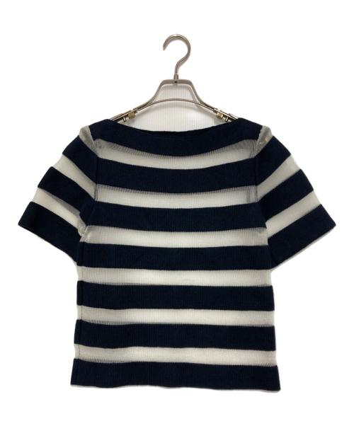 BALENCIAGA（バレンシアガ）BALENCIAGA (バレンシアガ) カシミヤ混ボーダーニット ホワイト×ブラック サイズ:34の古着・服飾アイテム