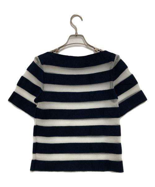 BALENCIAGA（バレンシアガ）BALENCIAGA (バレンシアガ) カシミヤ混ボーダーニット ホワイト×ブラック サイズ:34の古着・服飾アイテム