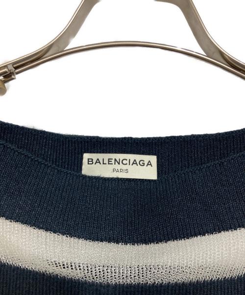 BALENCIAGA（バレンシアガ）BALENCIAGA (バレンシアガ) カシミヤ混ボーダーニット ホワイト×ブラック サイズ:34の古着・服飾アイテム
