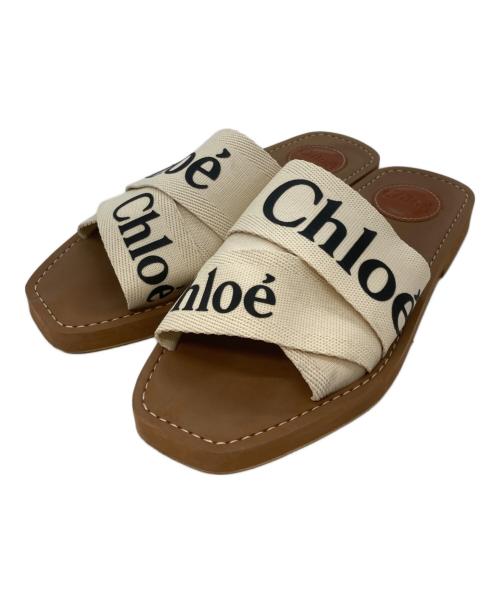 Chloe（クロエ）Chloe (クロエ) フラットサンダル アイボリー×ブラウン サイズ:37の古着・服飾アイテム