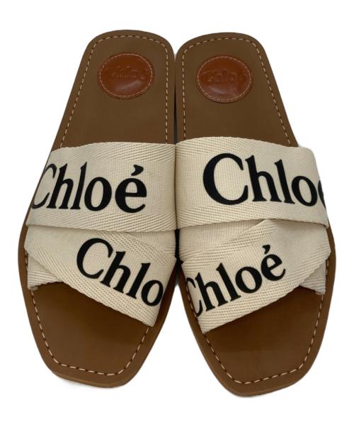 Chloe（クロエ）Chloe (クロエ) フラットサンダル アイボリー×ブラウン サイズ:37の古着・服飾アイテム