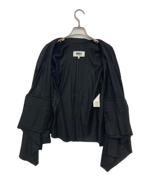 MM6 Maison Margiela（エムエムシックスメゾンマルジェラ）MM6 Maison Margiela (エムエムシックスメゾンマルジェラ) カットオフデザインノーカラージャケット ブラック サイズ:36の古着・服飾アイテム