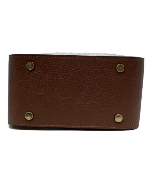 allureville（アルアバイル）allureville (アルアバイル) フェイクファースクエアハンドルバッグ ブラウン×アイボリーの古着・服飾アイテム