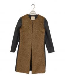 ERIKA CAVALLINI semi-couture（エリカ カヴァリーニ セミクチュール）の古着「ノーカラーコート」｜グレー×ブラウン