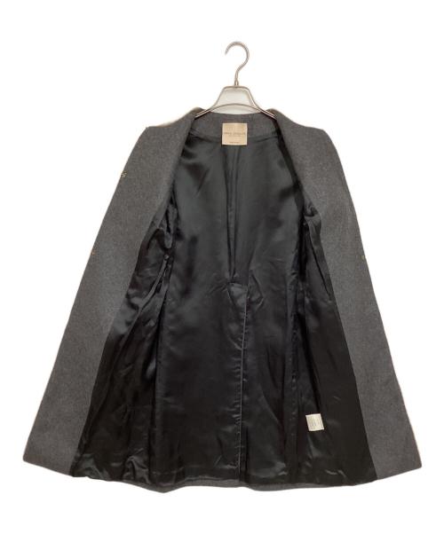 ERIKA CAVALLINI semi-couture（エリカ カヴァリーニ セミクチュール）ERIKA CAVALLINI semi-couture (エリカ カヴァリーニ セミクチュール) ノーカラーコート グレー×ブラウン サイズ:38の古着・服飾アイテム