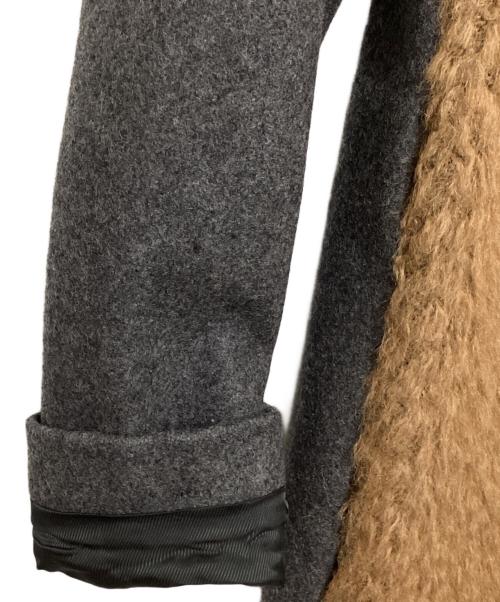 ERIKA CAVALLINI semi-couture（エリカ カヴァリーニ セミクチュール）ERIKA CAVALLINI semi-couture (エリカ カヴァリーニ セミクチュール) ノーカラーコート グレー×ブラウン サイズ:38の古着・服飾アイテム