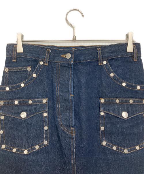 DRIES VAN NOTEN（ドリスヴァンノッテン）DRIES VAN NOTEN (ドリスヴァンノッテン) マルチリベット スタッズ デニムスカート インディゴ サイズ:36の古着・服飾アイテム