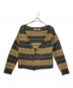 PERVERZEパーバーズ）の古着「モヘア混ボタンレスボーダーカーディガン」｜ブラウン×グレー